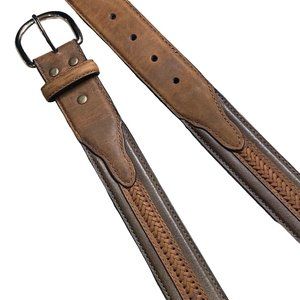 Nocona Belt Co. men's belt genuine leather patchwork braided plaited 46